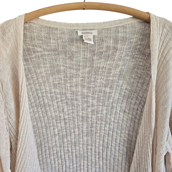 Sundance Womens Open Front Lightweight Cardigan Sweater Beige L Linen Blend - Picture 4 of 6